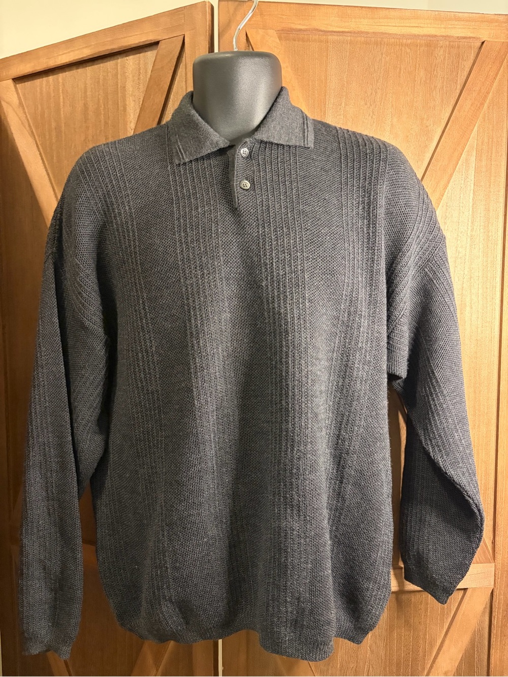 Giasone Vintage Italian 100% Pure New Wool Polo Sweater – Grey - SIZE MEDIUM